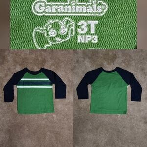 Garanimal Green & Black 3/4 Sleeve Shirt Sz 3T